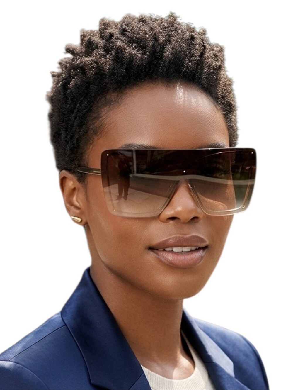 Oversized Flat Top Shield Sunglasses Black Gradient Tint Glam Frames
